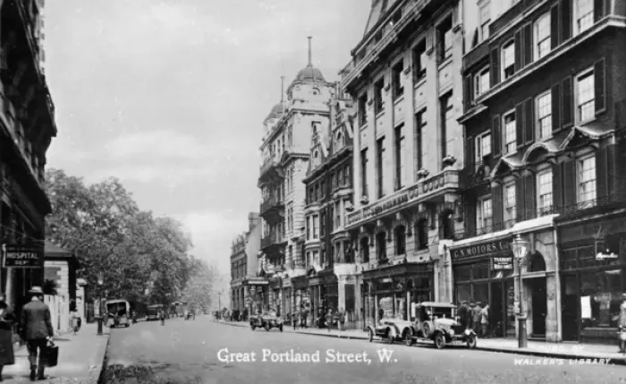 Framed Print : View of Great Portland Street, London Framed Print : View of Great Portland Street, London