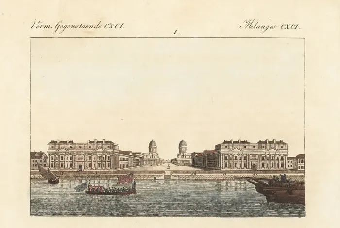 Framed Print : View of Greenwich Hospital from the River Thames, London Framed Print : View of Greenwich Hospital from the River Thames, London