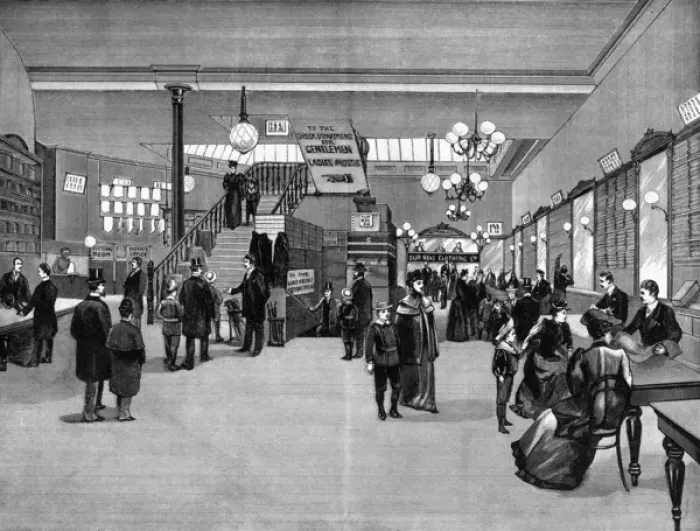 Framed Print : View of ground floor, Our Boys Clothing Company, Holborn Framed Print : View of ground floor, Our Boys Clothing Company, Holborn