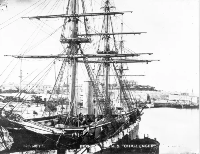 Framed Print : View of H. M. S. Challenger in Bermuda, West Indies Framed Print : View of H. M. S. Challenger in Bermuda, West Indies
