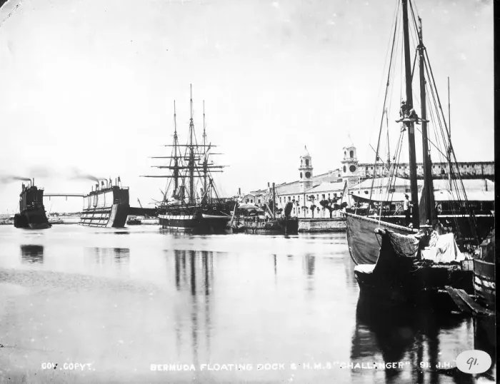 Framed Print : View of H. M. S. Challenger at floating dock in Bermuda Framed Print : View of H. M. S. Challenger at floating dock in Bermuda