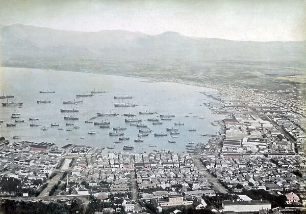 View of Hakodate harbour, Japan, circa 1880s. Date: circa 1880s