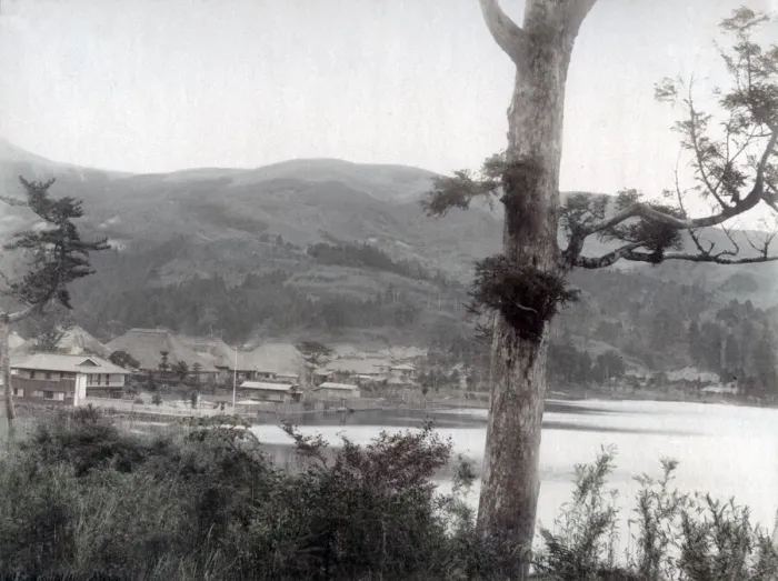 Framed Print : View onto Hakone Lake, Japan, c. 1890 Framed Print : View onto Hakone Lake, Japan, c. 1890