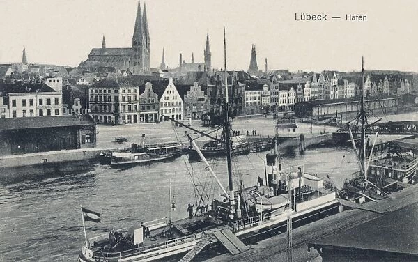 View of the harbour at Lubeck, Germany