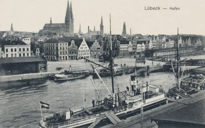 Framed Print : View of the harbour at Lubeck, Germany Framed Print : View of the harbour at Lubeck, Germany