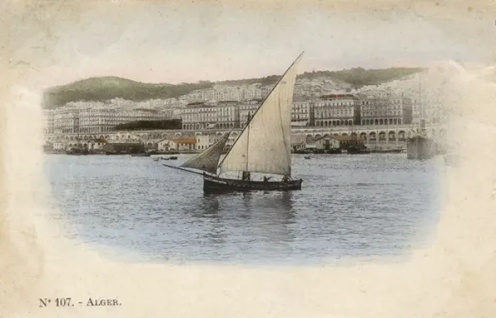 Framed Print : View of the harbour with sailing boat, Algiers, Algeria Framed Print : View of the harbour with sailing boat, Algiers, Algeria
