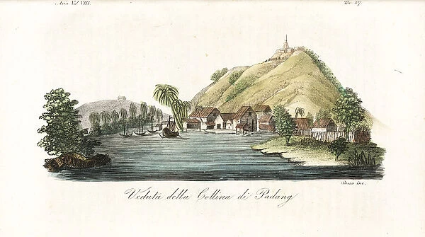 View of the hill of Padang, Sumatra, circa 1800