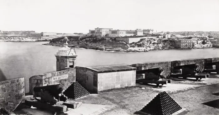 Framed Print : View of the hospital and harbour, Malta Framed Print : View of the hospital and harbour, Malta