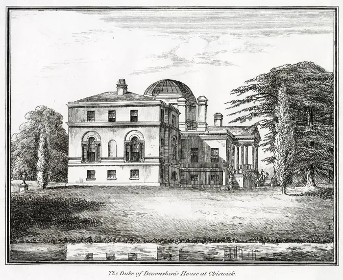 Framed Print : Side view of the house from the garden Date: 1795 Framed Print : Side view of the house from the garden Date: 1795