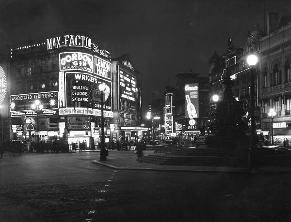 View of the lights at Piccadilly Circus, London