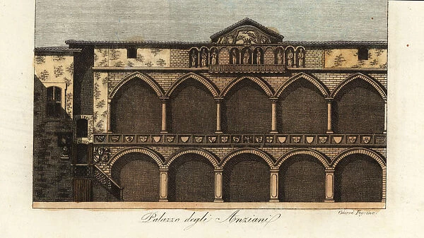 View of the Loggia degli Osii, Milan, Italy, 14th century