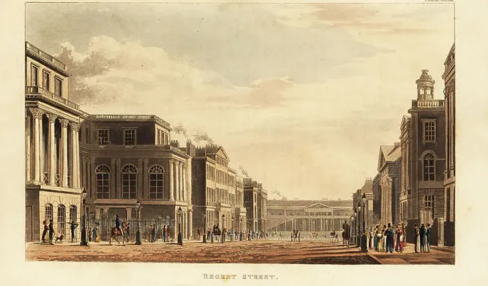 Framed Print : View looking south down Regent Street to Carlton House, London Framed Print : View looking south down Regent Street to Carlton House, London
