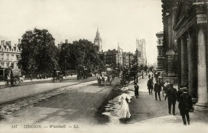 Framed Print : View looking West along Whitehall, London Framed Print : View looking West along Whitehall, London