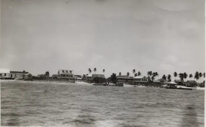 Framed Print : View of Loyola Camp from the sea, British Honduras Framed Print : View of Loyola Camp from the sea, British Honduras