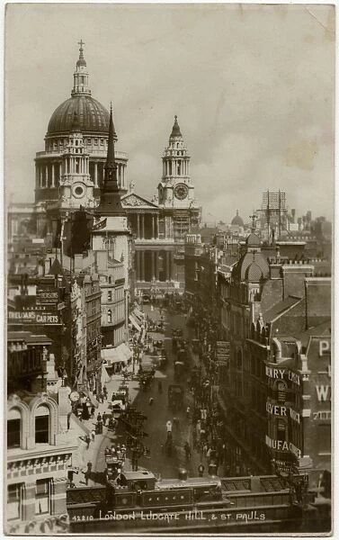 View up Ludgate Hill toward St. Pauls Cathedral, London