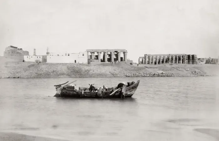 Framed Print : View of Luxor from the River Nile, Egypt Framed Print : View of Luxor from the River Nile, Egypt