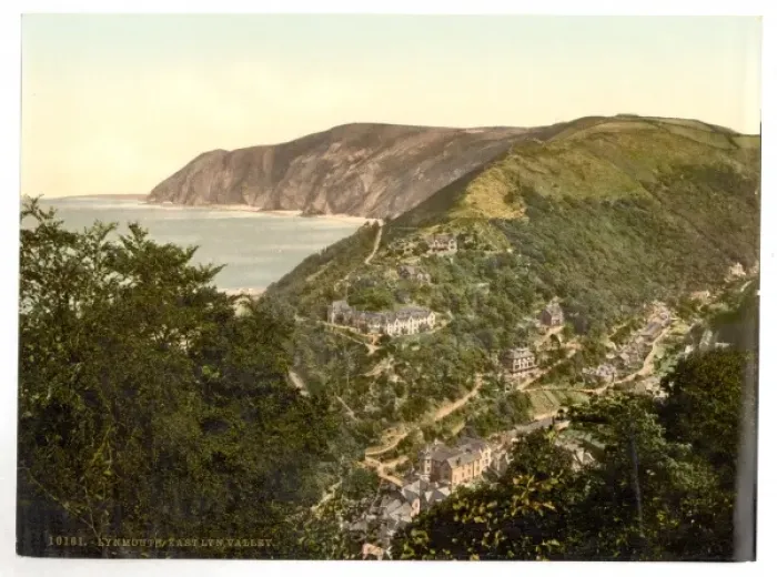 Framed Print : View of Lynmouth from Lynton, Lynton and Lynmouth, England Framed Print : View of Lynmouth from Lynton, Lynton and Lynmouth, England