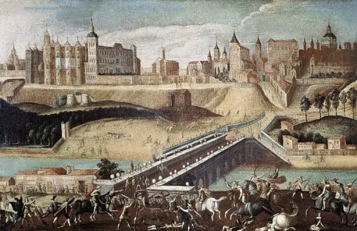 Framed Print : View of Madrid, from the exit of the Segovia Bridge, with un Framed Print : View of Madrid, from the exit of the Segovia Bridge, with un