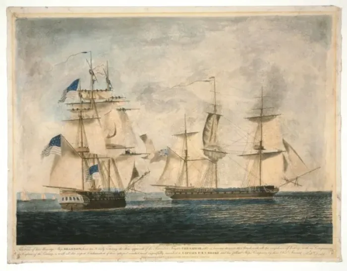 Framed Print : This view of his majestys ship Shannon... waiting the clo Framed Print : This view of his majestys ship Shannon... waiting the clo