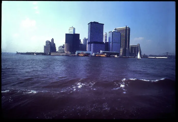 Framed Print : View of Manhattan from ferry 1970s, USA Framed Print : View of Manhattan from ferry 1970s, USA