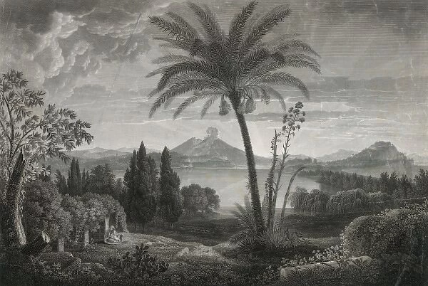View of Mount Vesuvius from the Mare Morto near Naples