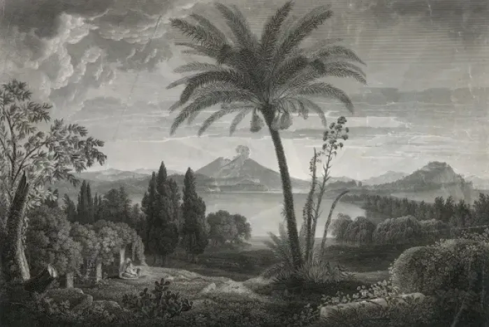 Framed Print : View of Mount Vesuvius from the Mare Morto near Naples Framed Print : View of Mount Vesuvius from the Mare Morto near Naples