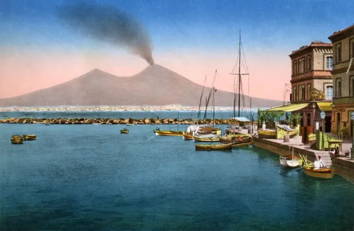Framed Print : View of Naples, Italy, from Santa Lucia Framed Print : View of Naples, Italy, from Santa Lucia