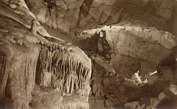 Framed Print : View of new caves from Niagara, Gough's Caves, Cheddar, Somerset Date: circa 1930 Framed Print : View of new caves from Niagara, Gough's Caves, Cheddar, Somerset Date: circa 1930