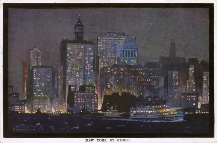 Framed Print : View of New York City by night, USA Framed Print : View of New York City by night, USA