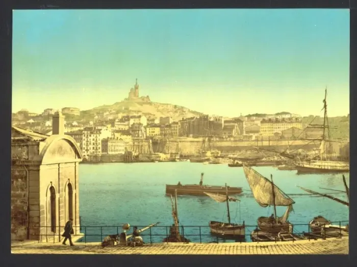 Framed Print : View of Notre Dame de la Garde and harbor, Marseilles, Franc Framed Print : View of Notre Dame de la Garde and harbor, Marseilles, Franc