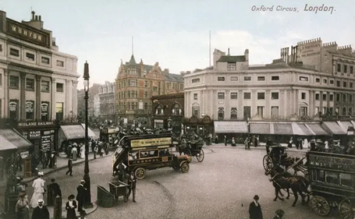 Framed Print : View of Oxford Circus with a G. prop bus passing through Framed Print : View of Oxford Circus with a G. prop bus passing through
