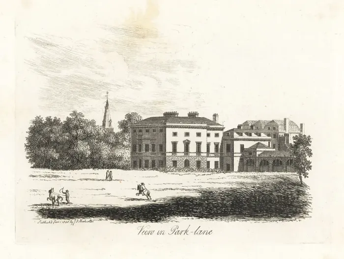 Framed Print : View in Park Lane, London, 1808 Framed Print : View in Park Lane, London, 1808
