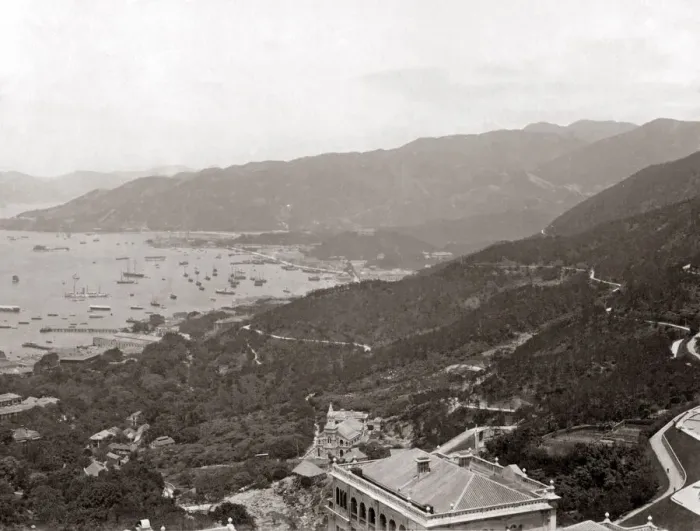 Framed Print : View from The Peak, Hong Kong, circa 1880s. Date: circa 1880s Framed Print : View from The Peak, Hong Kong, circa 1880s. Date: circa 1880s