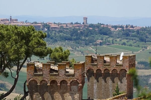 View towards Pienza, Tuscany, Italy