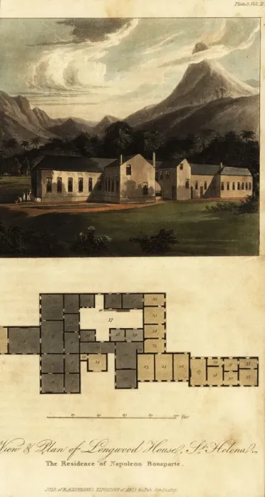 Framed Print : View and plan of Napoleons final residence on Saint Helena Framed Print : View and plan of Napoleons final residence on Saint Helena