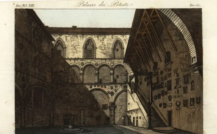 Framed Print : View of the Podestas Palace in Florence, 13th century Framed Print : View of the Podestas Palace in Florence, 13th century