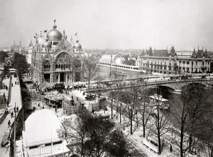 Framed Print : View along the river Seine, World Fair, Paris, c. 1900 Framed Print : View along the river Seine, World Fair, Paris, c. 1900