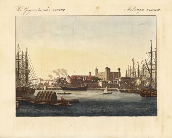 Framed Print : View of the River Thames and the Tower of London, 1820 Framed Print : View of the River Thames and the Tower of London, 1820