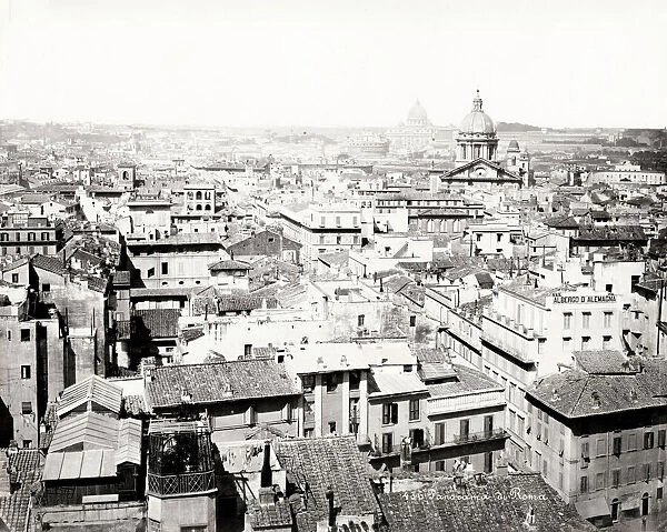View of the rooftops of Rome, Italy, c. 1880 s