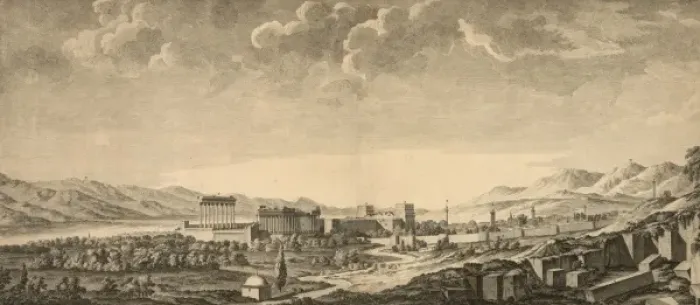 Framed Print : View of the ruins at Baalbec