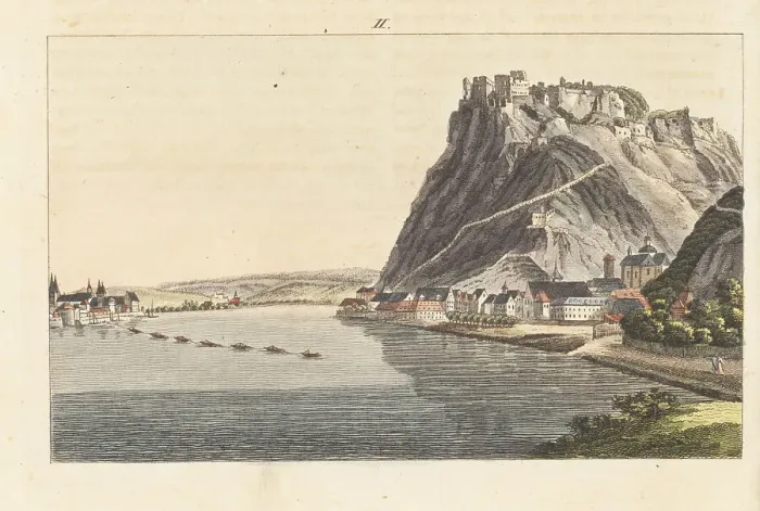 Framed Print : View of the ruins of Ehrenbreitstein Fortress, Koblenz, 1802 Framed Print : View of the ruins of Ehrenbreitstein Fortress, Koblenz, 1802