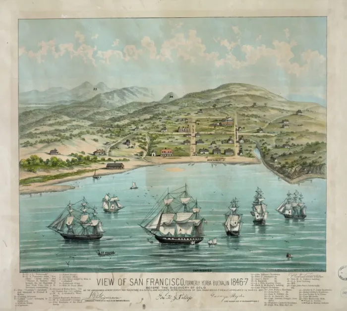 Framed Print : View of San Francisco, formerly Yerba Buena, in 1846-7. Befo Framed Print : View of San Francisco, formerly Yerba Buena, in 1846-7. Befo