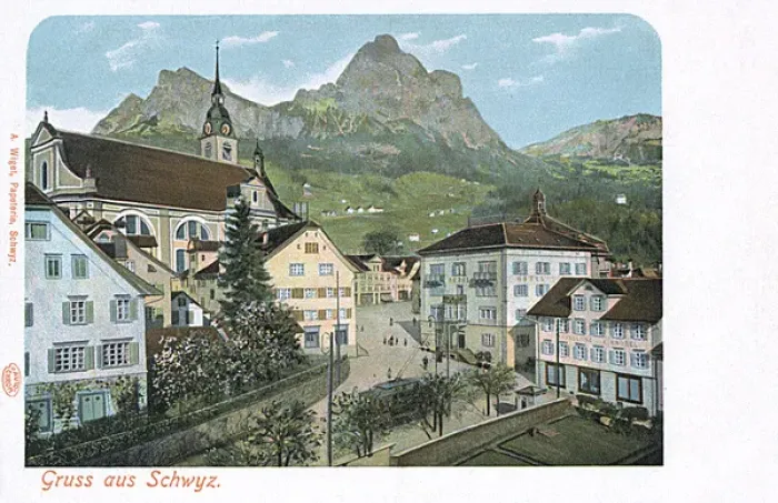 Framed Print : View of Schwyz, central Switzerland Framed Print : View of Schwyz, central Switzerland