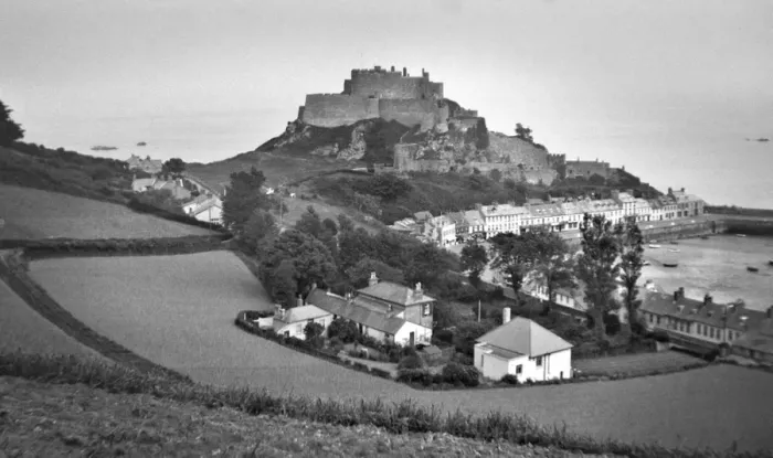 Framed Print : View of a seaside resort with a castle on a hill Framed Print : View of a seaside resort with a castle on a hill