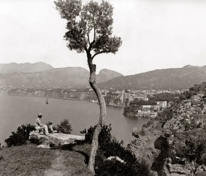 Framed Print : View of Sorrento, Italy, circa 1880s. Date: circa 1880s Framed Print : View of Sorrento, Italy, circa 1880s. Date: circa 1880s