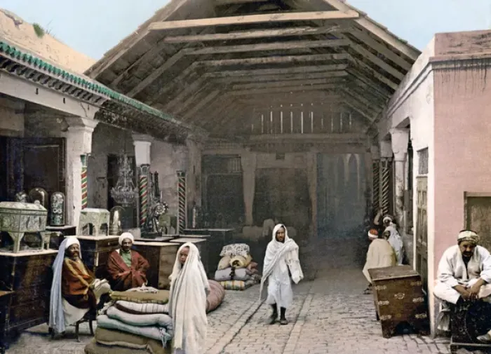 Framed Print : A view in the souk, Tunis, Tunisia, circa 1890s