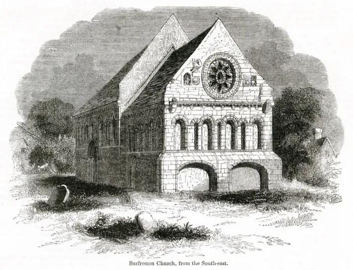 Framed Print : View of St Nicholas Church, Barfreston, Kent Framed Print : View of St Nicholas Church, Barfreston, Kent