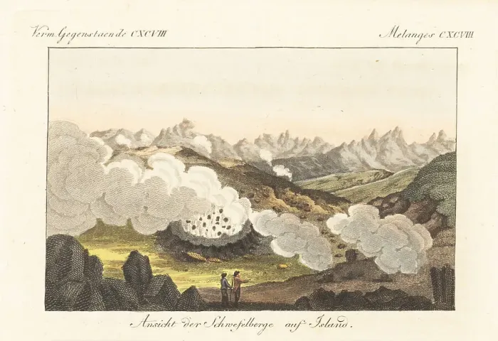 Framed Print : View of the Sulphur Mountain, Iceland, 1811 Framed Print : View of the Sulphur Mountain, Iceland, 1811