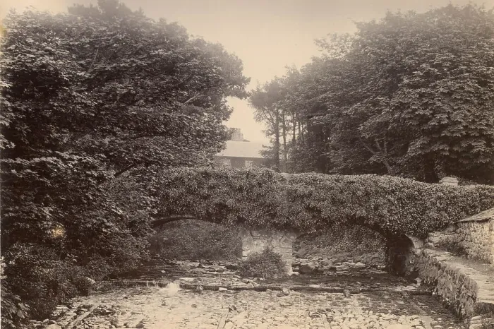 Framed Print : View of Talybont (Tal-y-bont) Bridge in the village of Talybont, near Barmouth, North Wales Date: circa 1889 Framed Print : View of Talybont (Tal-y-bont) Bridge in the village of Talybont, near Barmouth, North Wales Date: circa 1889
