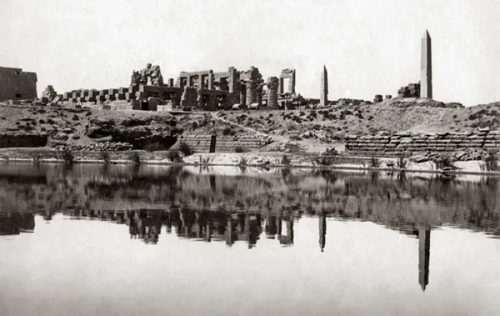 Framed Print : View of the temple and sacred lake, Karnak, Egypt, circa 188 Framed Print : View of the temple and sacred lake, Karnak, Egypt, circa 188